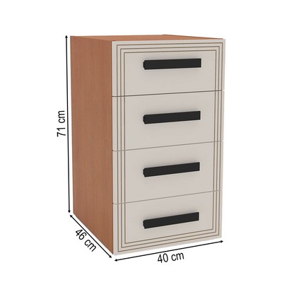 Gaveteiro Valência 4 Gavetas Creme/Freijó - Politorno