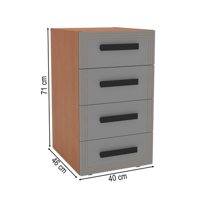 Gaveteiro Valência 4 Gavetas Cinza/Freijó - Politorno