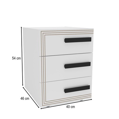 Mesa de Cabeceira Valência 3 Gavetas Branco - Politorno