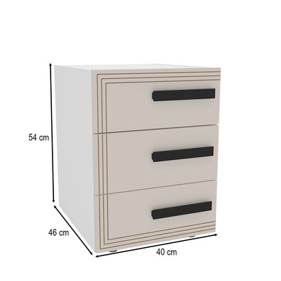 Mesa de Cabeceira Valência 3 Gavetas Creme/Branco - Politorno