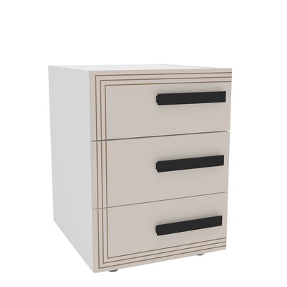 Mesa de Cabeceira Valência 3 Gavetas Creme/Branco - Politorno