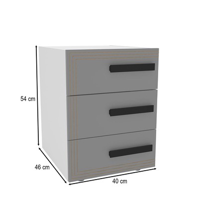 Mesa de Cabeceira Valência 3 Gavetas Cinza/Branco - Politorno