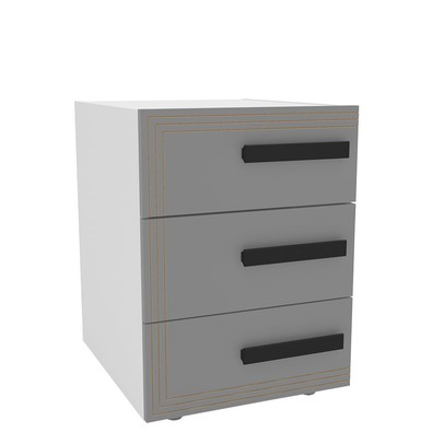 Mesa de Cabeceira Valência 3 Gavetas Cinza/Branco - Politorno