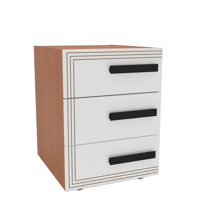 Mesa de Cabeceira Valência 3 Gavetas Branco/Freijó - Politorno