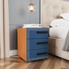 Mesa de Cabeceira Valência 3 Gavetas Azul/Freijó - Politorno