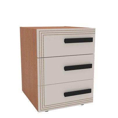 Mesa de Cabeceira Valência 3 Gavetas Creme/Freijó - Politorno