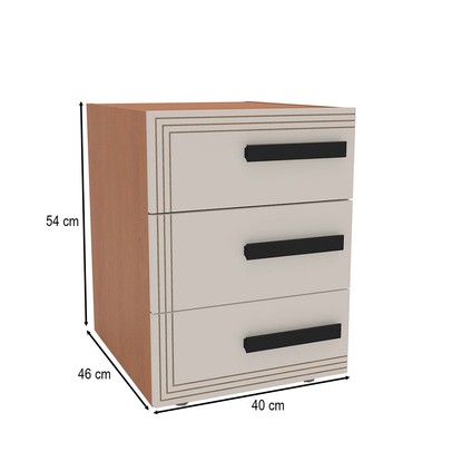 Mesa de Cabeceira Valência 3 Gavetas Creme/Freijó - Politorno