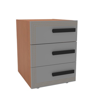 Mesa de Cabeceira Valência 3 Gavetas Cinza/Freijó - Politorno