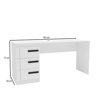 Mesa para Escritório Lisboa 3 Gavetas Branco - Politorno