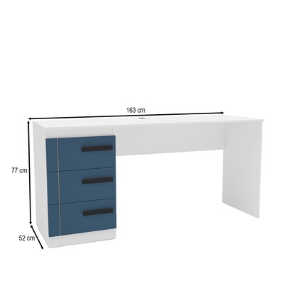 Mesa para Escritório Lisboa 3 Gavetas Azul/Branco - Politorno