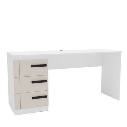 Mesa para Escritório Lisboa 3 Gavetas Creme/Branco -  Politorno