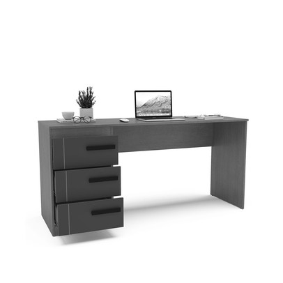 Mesa para Escritório Lisboa 3 Gavetas Cinza/Branco - Politorno