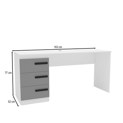 Mesa para Escritório Lisboa 3 Gavetas Cinza/Branco - Politorno