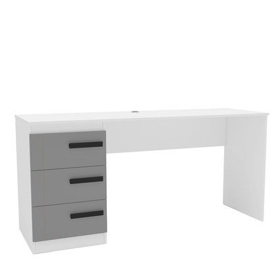 Mesa para Escritório Lisboa 3 Gavetas Cinza/Branco - Politorno