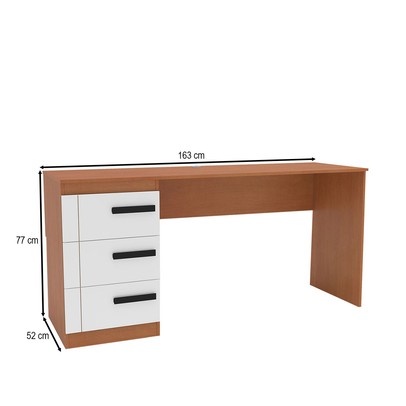 Mesa para Escritório Lisboa 3 Gavetas Branco/Freijó - Politorno