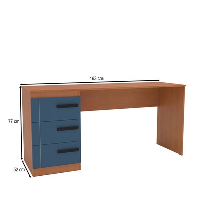 Mesa para Escritório Lisboa 3 Gavetas Azul/Freijó - Politorno