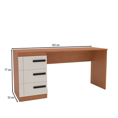 Mesa para Escritório Lisboa 3 Gavetas Creme/Freijó - Politorno