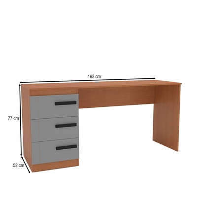 Mesa para Escritório Lisboa 3 Gavetas Cinza/Freijó - Politorno