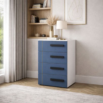 Gaveteiro Lisboa 4 Gavetas Azul/Branco - Politorno