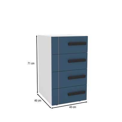 Gaveteiro Lisboa 4 Gavetas Azul/Branco - Politorno