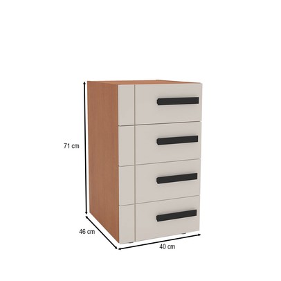 Gaveteiro Lisboa 4 Gavetas Creme/Freijó - Politorno