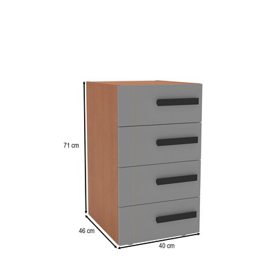 Gaveteiro Lisboa 4 Gavetas Cinza/Freijó - Politorno