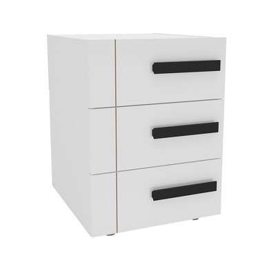 Mesa de Cabeceira Lisboa 3 Gavetas Branco - Politorno