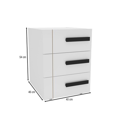Mesa de Cabeceira Lisboa 3 Gavetas Branco - Politorno