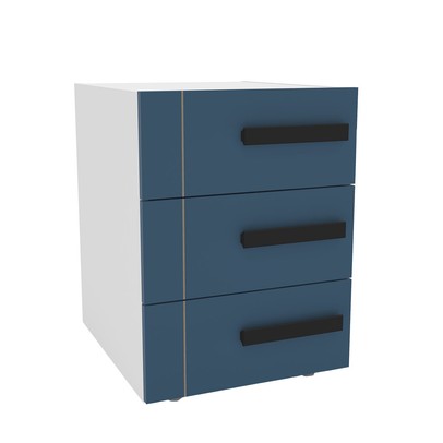 Mesa de Cabeceira Lisboa 3 Gavetas Azul/Branco - Politorno