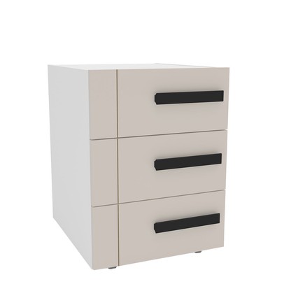 Mesa de Cabeceira Lisboa 3 Gavetas Creme/Branco - Politorno