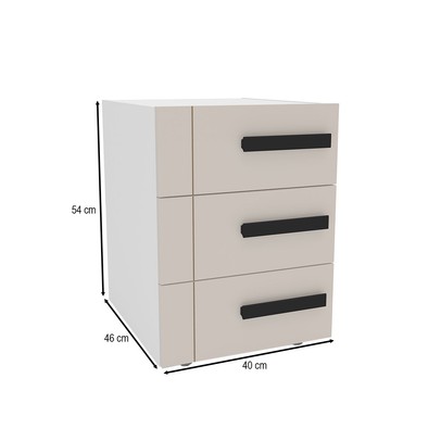 Mesa de Cabeceira Lisboa 3 Gavetas Creme/Branco - Politorno
