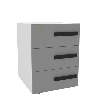 Mesa de Cabeceira Lisboa 3 Gavetas Cinza/Branco - Politorno