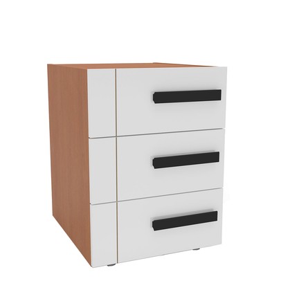 Mesa de Cabeceira Lisboa 3 Gavetas Branco/Freijó - Politorno