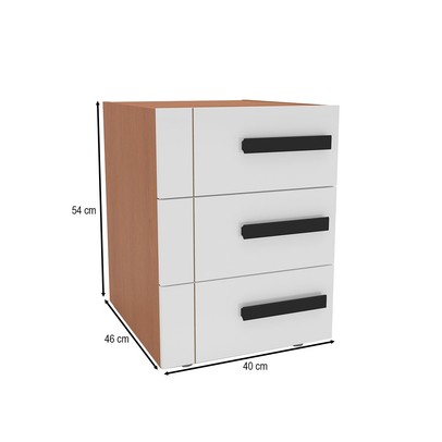 Mesa de Cabeceira Lisboa 3 Gavetas Branco/Freijó - Politorno