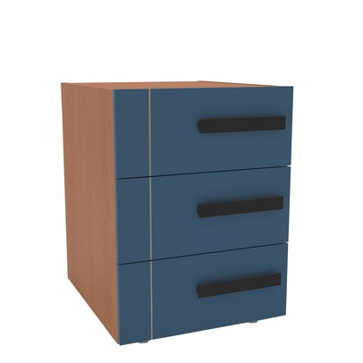 Mesa de Cabeceira Lisboa 3 Gavetas Azul/Freijó - Politorno