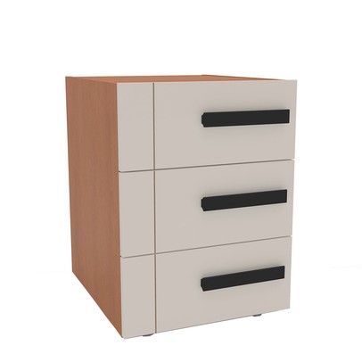 Mesa de Cabeceira Lisboa 3 Gavetas Creme/Freijó - Politorno