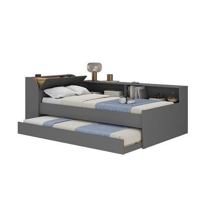 Cama Infantil Bellagio 1 Porta com Cama Auxiliar Grafite - Pnr Móveis