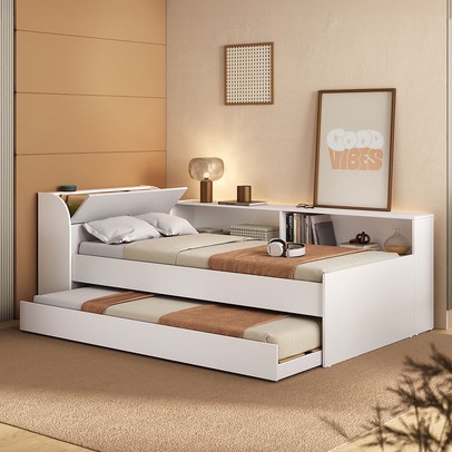 Cama Infantil Bellagio 1 Porta com Cama Auxiliar Branco - Pnr Móveis