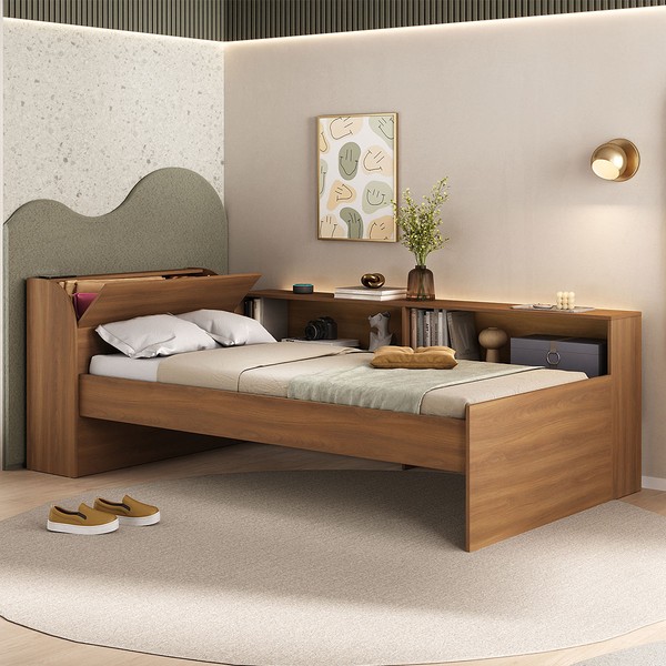 Cama Infantil Bellagio 1 Porta Nogal - Pnr Móveis