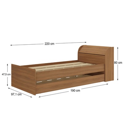 Cama Solteiro ávilla 1 Porta com Cama Auxiliar Nogal - Pnr Móveis