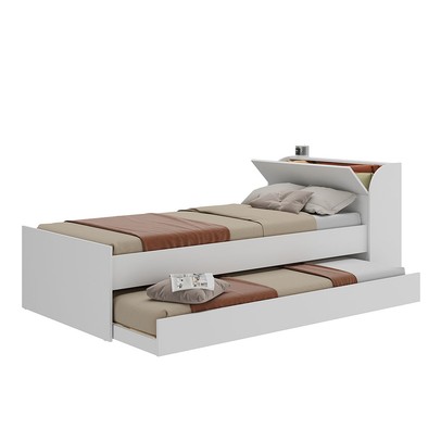 Cama Solteiro ávilla 1 Porta com Cama Auxiliar Branco - Pnr Móveis