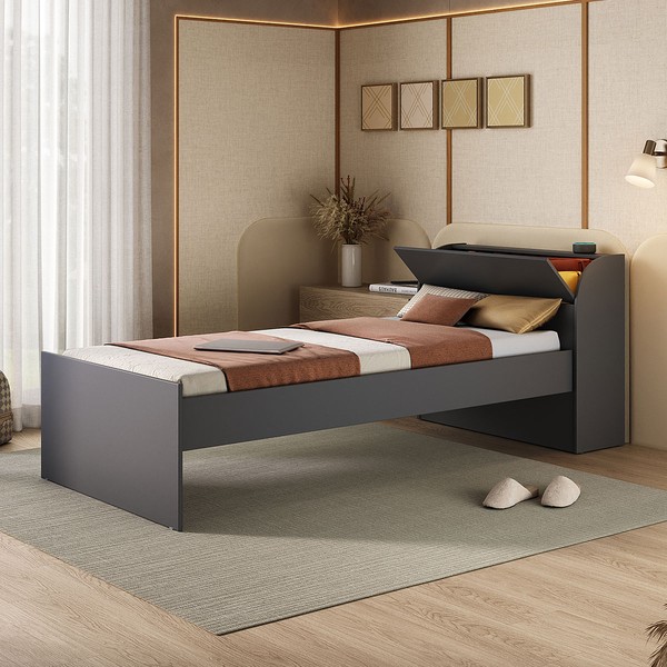 Cama Infantil ávilla 1 Porta Grafite - Pnr Móveis