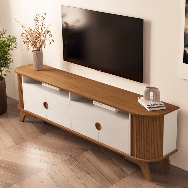 Rack para TV Até 86 Polegadas Vivaldi 4 Portas Cinamomo/Off White - Artely Moveis