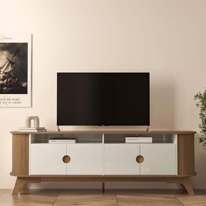 Rack para TV Até 86 Polegadas Vivaldi 4 Portas Cinamomo/Off White - Artely Moveis