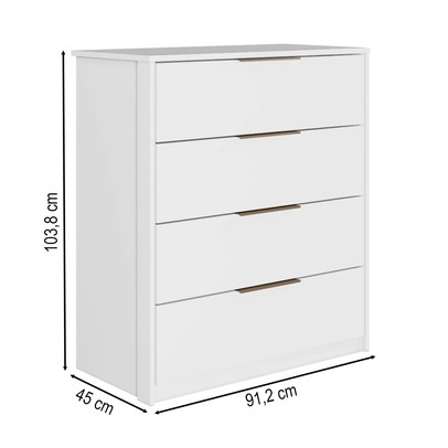 Cômoda Alia 4 Gavetas Branco - Demóbile