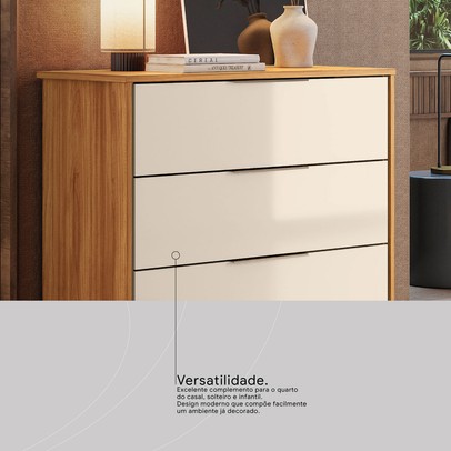 Cômoda Alia 4 Gavetas Cinamon/Off-White - Demóbile
