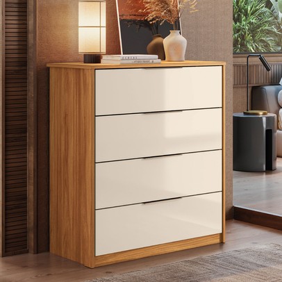 Cômoda Alia 4 Gavetas Cinamon/Off-White - Demóbile