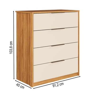 Cômoda Alia 4 Gavetas Cinamon/Off-White - Demóbile