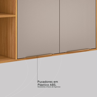 Armário Aéreo Cozinha Plena 2 Portas 120cm Cinamon/Nude Prime Tx - Demóbile