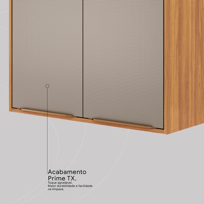 Armário Aéreo Cozinha Plena 2 Portas 80cm Cinamon/Nude Prime Tx - Demóbile